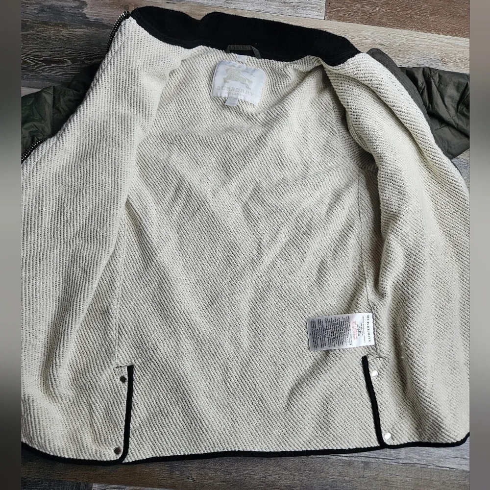 Burberry Children Quilted Bomber Jacket Oliver Green Full Zipper - Picture 8 of 16